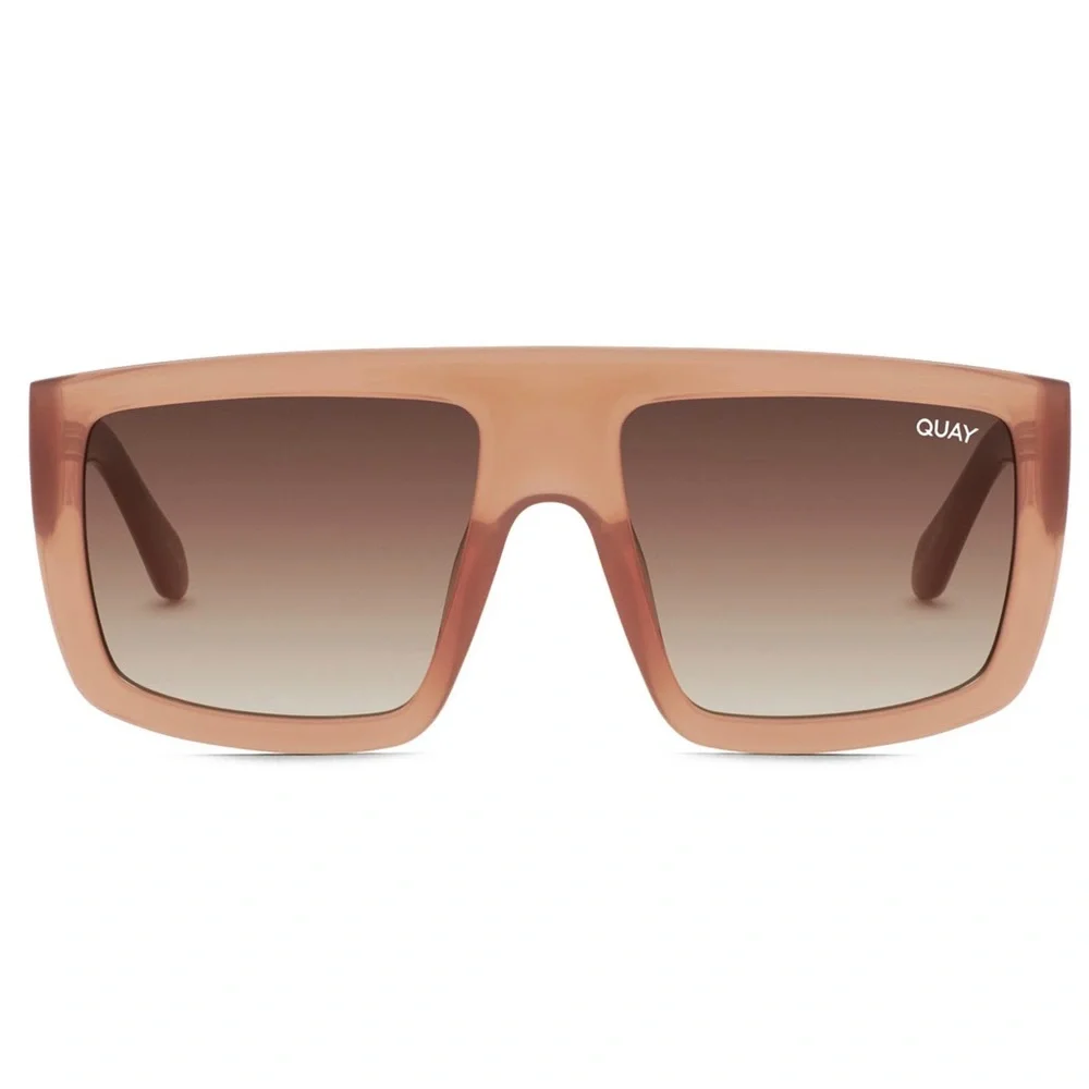 QUAY Get In Line Sunglasses Milky Carmel Shield Frame Brown Gradient Lens Unisex